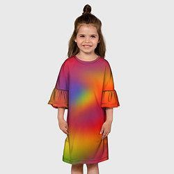 Платье клеш для девочки Цвета радуги радужный фон, цвет: 3D-принт — фото 2