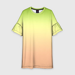 Платье клеш для девочки Персиково-салатный градиент, цвет: 3D-принт