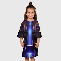 Платье клеш для девочки Объемная неоновая конструкция, цвет: 3D-принт — фото 2