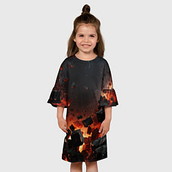 Платье клеш для девочки Взрыв плит и огонь, цвет: 3D-принт — фото 2