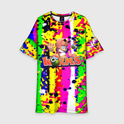 Платье клеш для девочки Worms true colors, цвет: 3D-принт