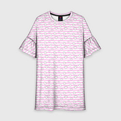 Платье клеш для девочки Полосатый розовый паттерн с сердечками, цвет: 3D-принт