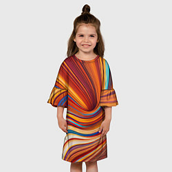 Платье клеш для девочки Цветные волны - нейросеть, цвет: 3D-принт — фото 2