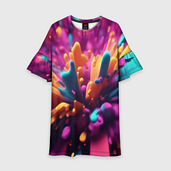 Платье клеш для девочки Яркий всплеск, цвет: 3D-принт