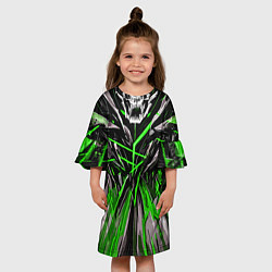 Платье клеш для девочки Череп и зелёные полосы, цвет: 3D-принт — фото 2