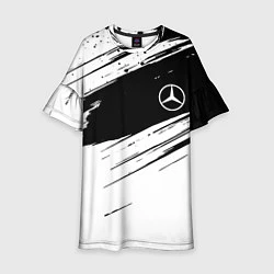 Платье клеш для девочки Mercedes benz краски чернобелая геометрия, цвет: 3D-принт