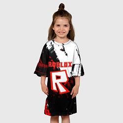 Платье клеш для девочки Roblox logo краски мобайл гейм, цвет: 3D-принт — фото 2