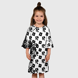Платье клеш для девочки Roblox pattern game black, цвет: 3D-принт — фото 2