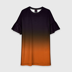 Платье клеш для девочки Градиент от чёрного к оранжевому, цвет: 3D-принт