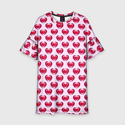 Детское платье Двойное сердце на розовом фоне