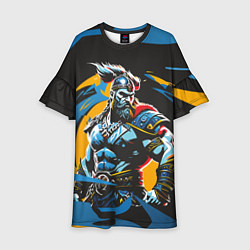 Платье клеш для девочки Крутой викинг, цвет: 3D-принт