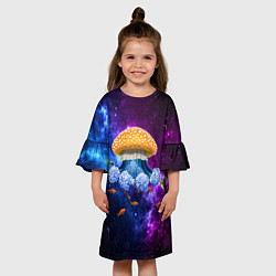 Платье клеш для девочки Space mushroom, цвет: 3D-принт — фото 2