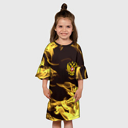 Платье клеш для девочки Имперская Россия желтый огонь, цвет: 3D-принт — фото 2