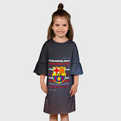 Платье клеш для девочки Логотип футбольный клуб Барселона, цвет: 3D-принт — фото 2