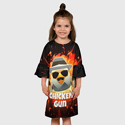 Платье клеш для девочки Чикен Ган - взрыв, цвет: 3D-принт — фото 2