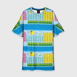 Платье клеш для девочки Узор из таблицы Менделеева, цвет: 3D-принт