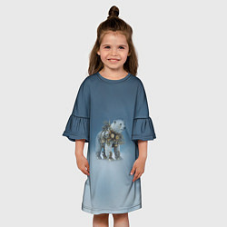Платье клеш для девочки Белый северный медведь в стиле стимпанк, цвет: 3D-принт — фото 2