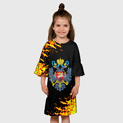 Платье клеш для девочки Герб краски россия, цвет: 3D-принт — фото 2
