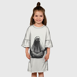 Платье клеш для девочки Ленивиц в позе лотоса, цвет: 3D-принт — фото 2