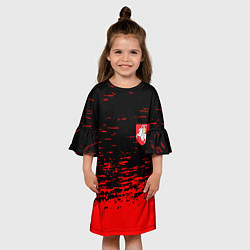 Платье клеш для девочки Герб Белоруссии краски красные, цвет: 3D-принт — фото 2