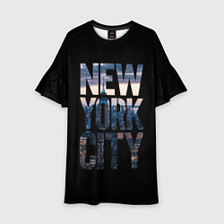 Платье клеш для девочки New York City - USA, цвет: 3D-принт