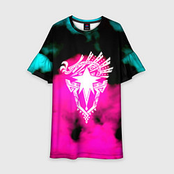 Платье клеш для девочки Монстр хантер неоновые фон, цвет: 3D-принт