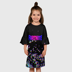 Платье клеш для девочки Fortnite game glitch, цвет: 3D-принт — фото 2