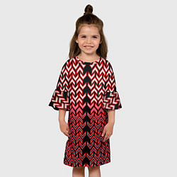 Платье клеш для девочки Красные стрелки на чёрном фоне киберпанк, цвет: 3D-принт — фото 2