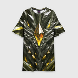 Платье клеш для девочки Камень и золотой кристалл, цвет: 3D-принт