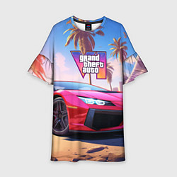 Платье клеш для девочки GTA 6 logo auto style, цвет: 3D-принт