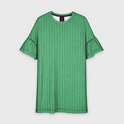 Платье клеш для девочки Нефритовый зелёный в полоску, цвет: 3D-принт