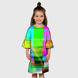 Платье клеш для девочки Syberpunk молнии экран, цвет: 3D-принт — фото 2