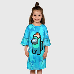 Платье клеш для девочки Амонг ас с яичницей на голове, цвет: 3D-принт — фото 2