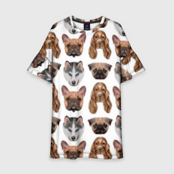 Платье клеш для девочки Текстура собак, цвет: 3D-принт