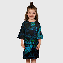 Платье клеш для девочки Сердечки узоры, цвет: 3D-принт — фото 2