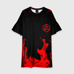Платье клеш для девочки Linkin Park красный огонь лого, цвет: 3D-принт