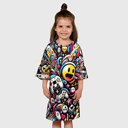 Платье клеш для девочки Паттерн с играми, цвет: 3D-принт — фото 2
