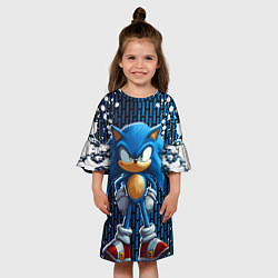 Платье клеш для девочки Sonic - splash and logo, цвет: 3D-принт — фото 2