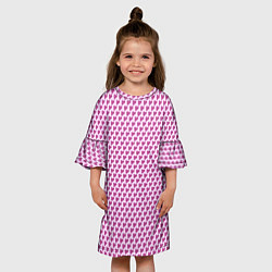 Платье клеш для девочки Паттерн сердечки на розовом фоне, цвет: 3D-принт — фото 2