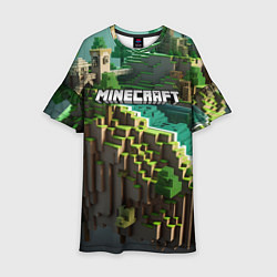 Платье клеш для девочки Minecraft logo летняя карта, цвет: 3D-принт
