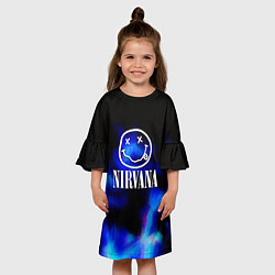Платье клеш для девочки Nirvana flame ghost steel, цвет: 3D-принт — фото 2