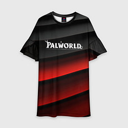 Платье клеш для девочки Palworld logo black red abstract, цвет: 3D-принт