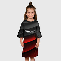 Платье клеш для девочки Palworld logo black red abstract, цвет: 3D-принт — фото 2