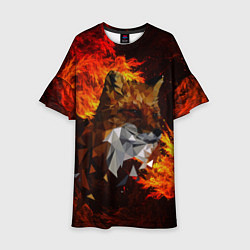 Платье клеш для девочки Fire fox flame, цвет: 3D-принт