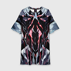 Платье клеш для девочки Чёрно-красная агрессивная абстракция на белом фоне, цвет: 3D-принт