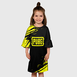 Платье клеш для девочки Pubg текстура краски жёлтые, цвет: 3D-принт — фото 2