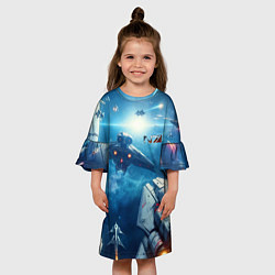Платье клеш для девочки Mass Effect - space neon, цвет: 3D-принт — фото 2