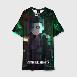 Платье клеш для девочки Minecraft matrix, цвет: 3D-принт
