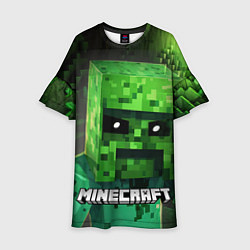 Платье клеш для девочки Minecraft персонаж большой зеленый монстр, цвет: 3D-принт