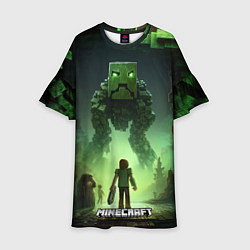 Детское платье Minecraft зеленый монстр с яркими глазами